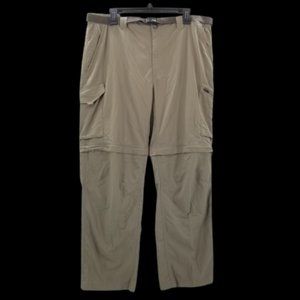 Columbia Pants Mens Omni-Shade Beige Convertible Cargo Pockets HikingWork 38 x30